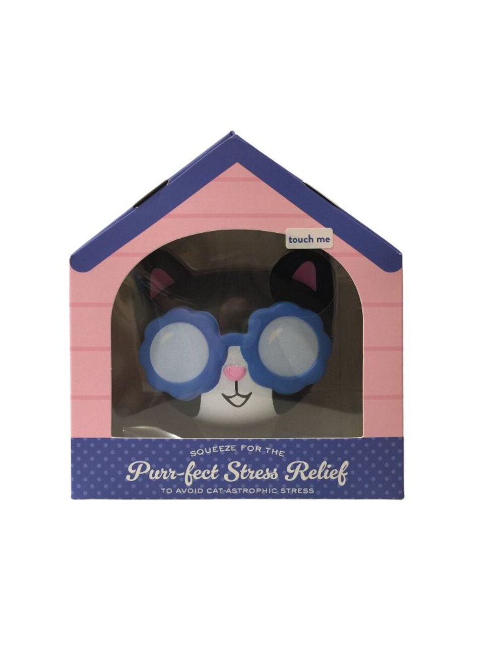 PURR-FECT STRESS Relief Ball To Avoid CAT-ASTROPHIC STRESS Cat Face with Glasses